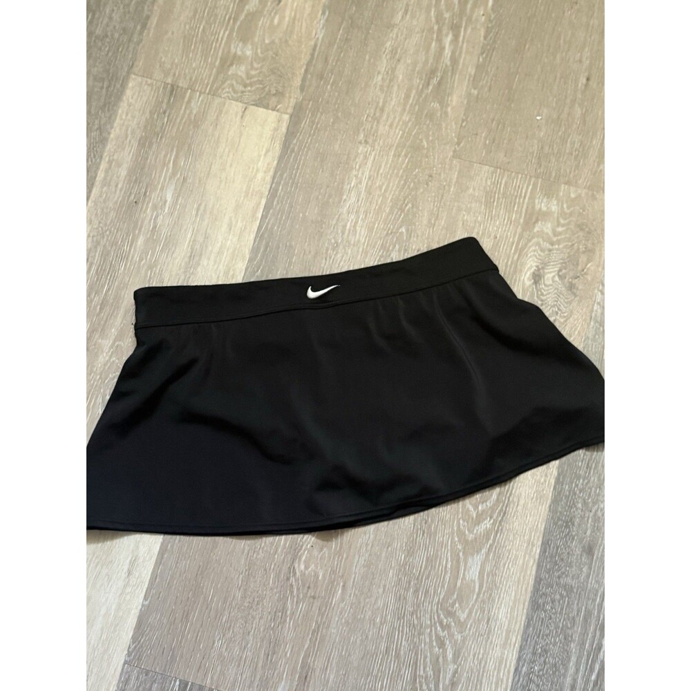 Nike Women’s Sz 12 Swim Skirt Skort Attached Built-in Bikini Black Elastic Waist